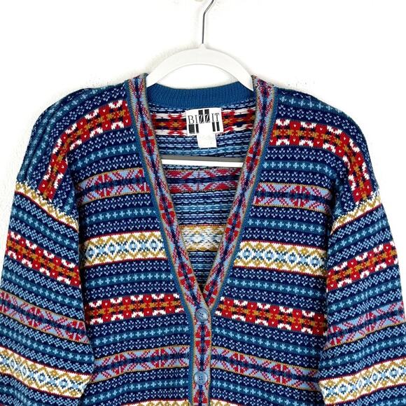 Vintage Cardigan Sweater Button Down Drop Shoulder Seam Academia Old School Gpa - Picture 3 of 6
